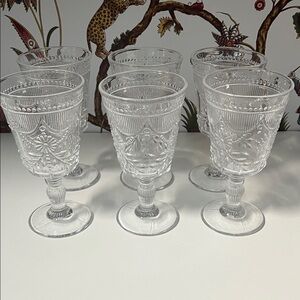 World Market Intricate Clear Glass Goblet Set